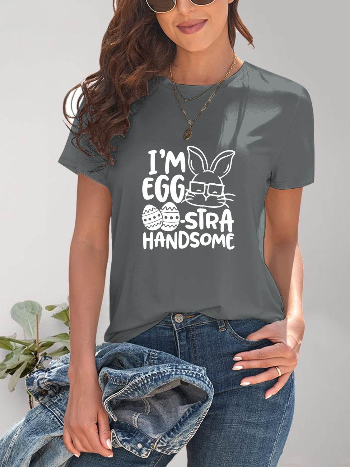 Graphic Round Neck Short Sleeve T-Shirt - Selvanelle