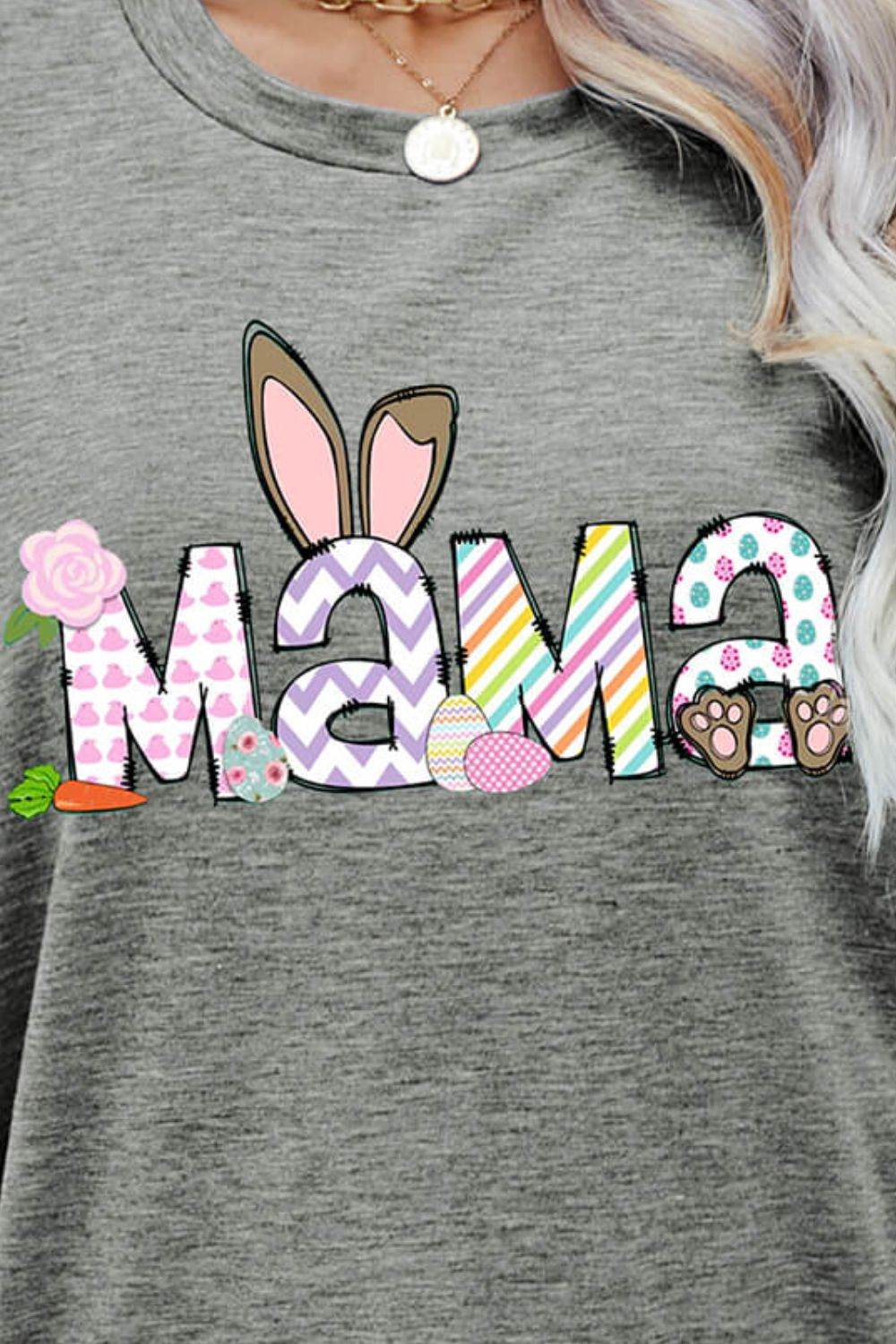 Easter MAMA Graphic Round Neck T-Shirt - Selvanelle