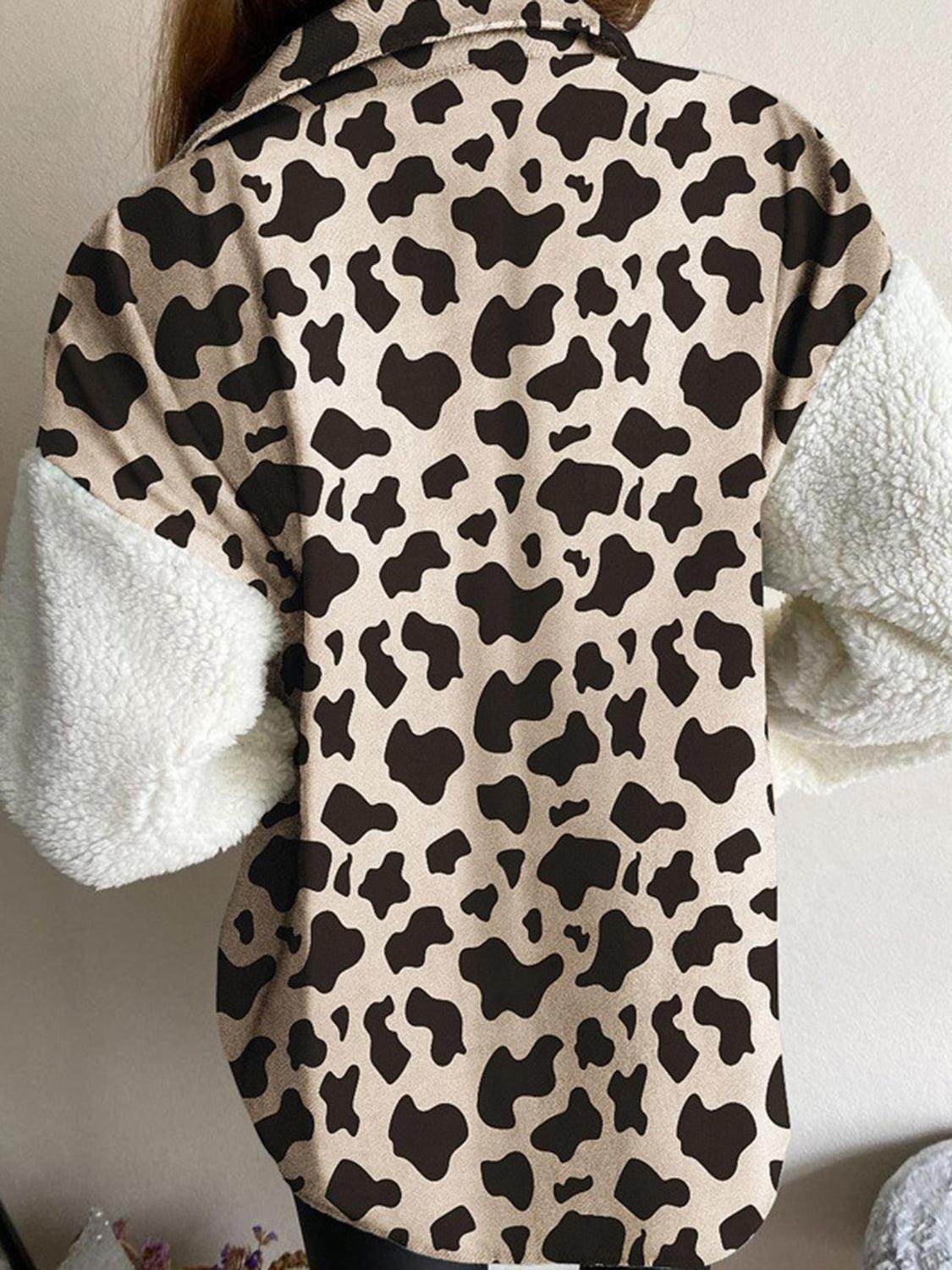 Fuzzy Button Up Long Sleeve Jacket for Cozy Style - Selvanelle