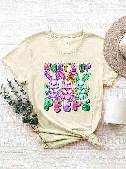 Graphic Round Neck Short Sleeve T-Shirt - Selvanelle