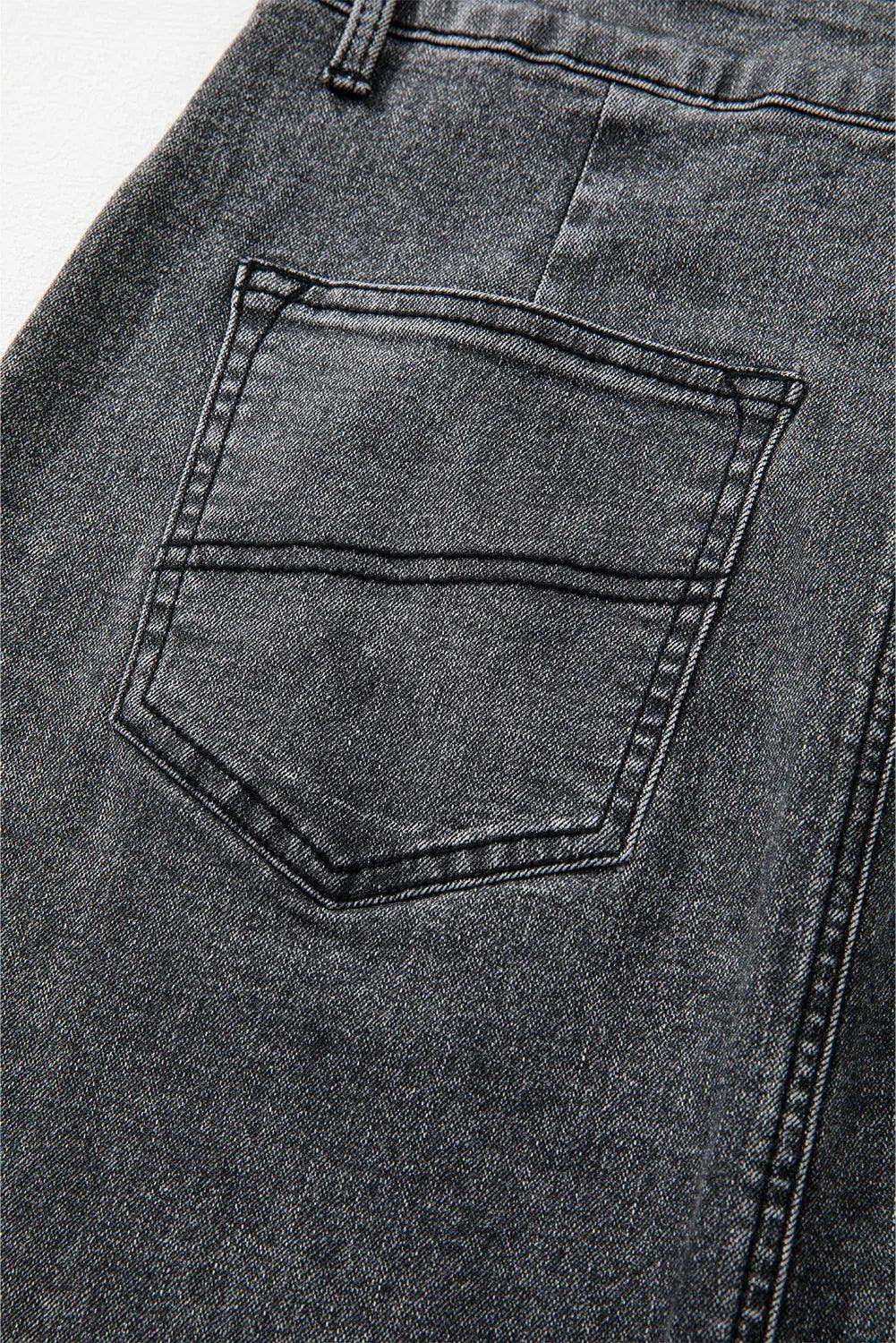 Raw Hem Midi Denim Skirt with Pockets for Women - Selvanelle
