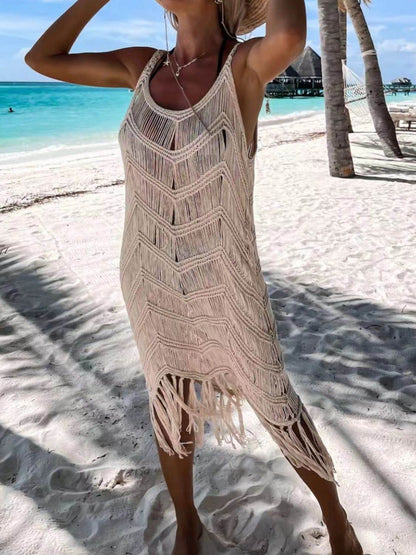 Fringe Scoop Neck Cover-Up - Selvanelle