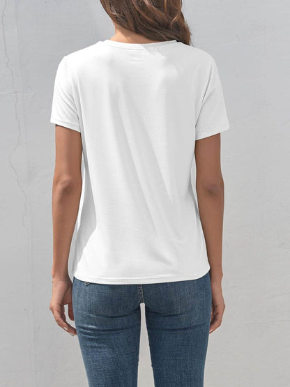 Graphic Round Neck Short Sleeve T-Shirt - Selvanelle