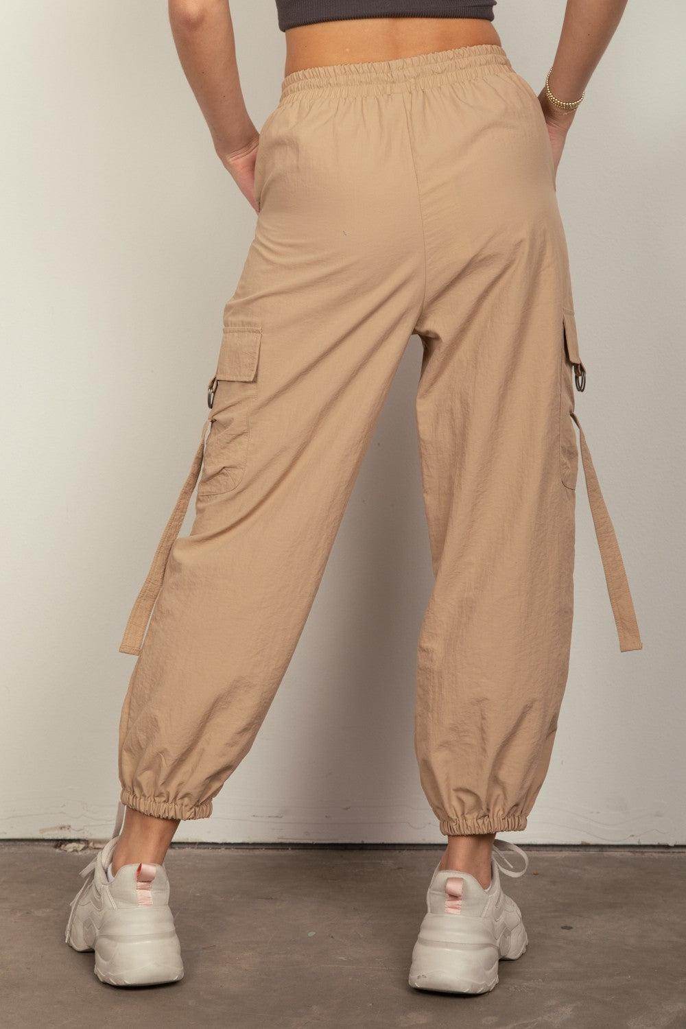 Very J Elastic Waist Woven Cargo Pants for Women - Selvanelle