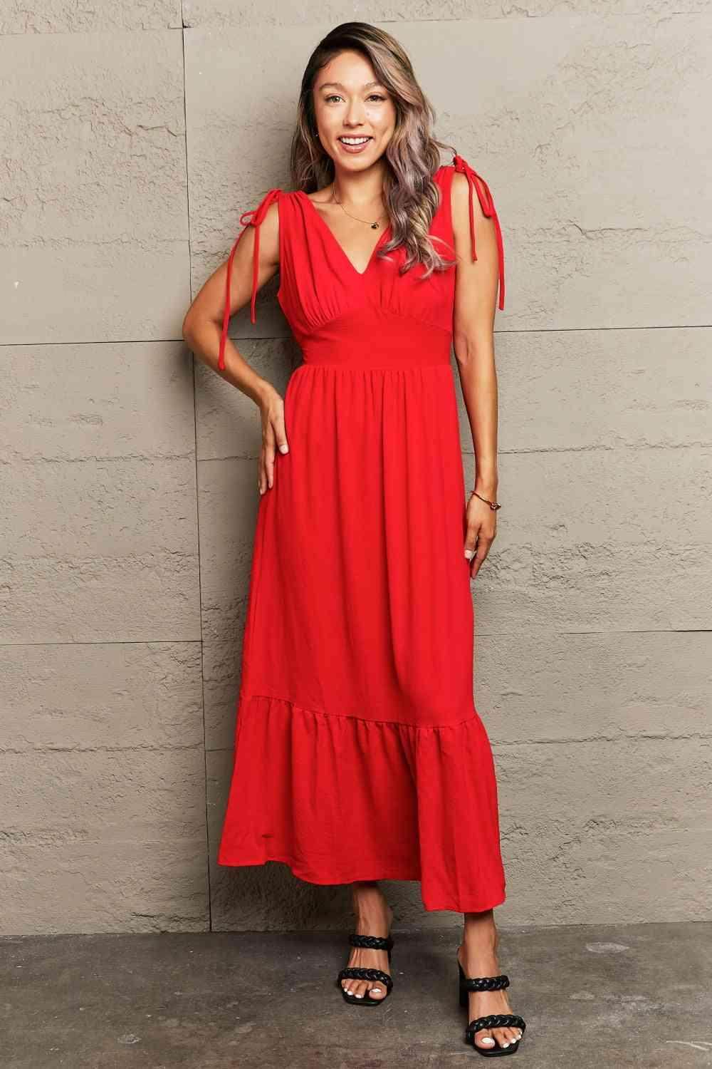 Perfee Drawstring V-Neck Sleeveless Dress for Women - Selvanelle