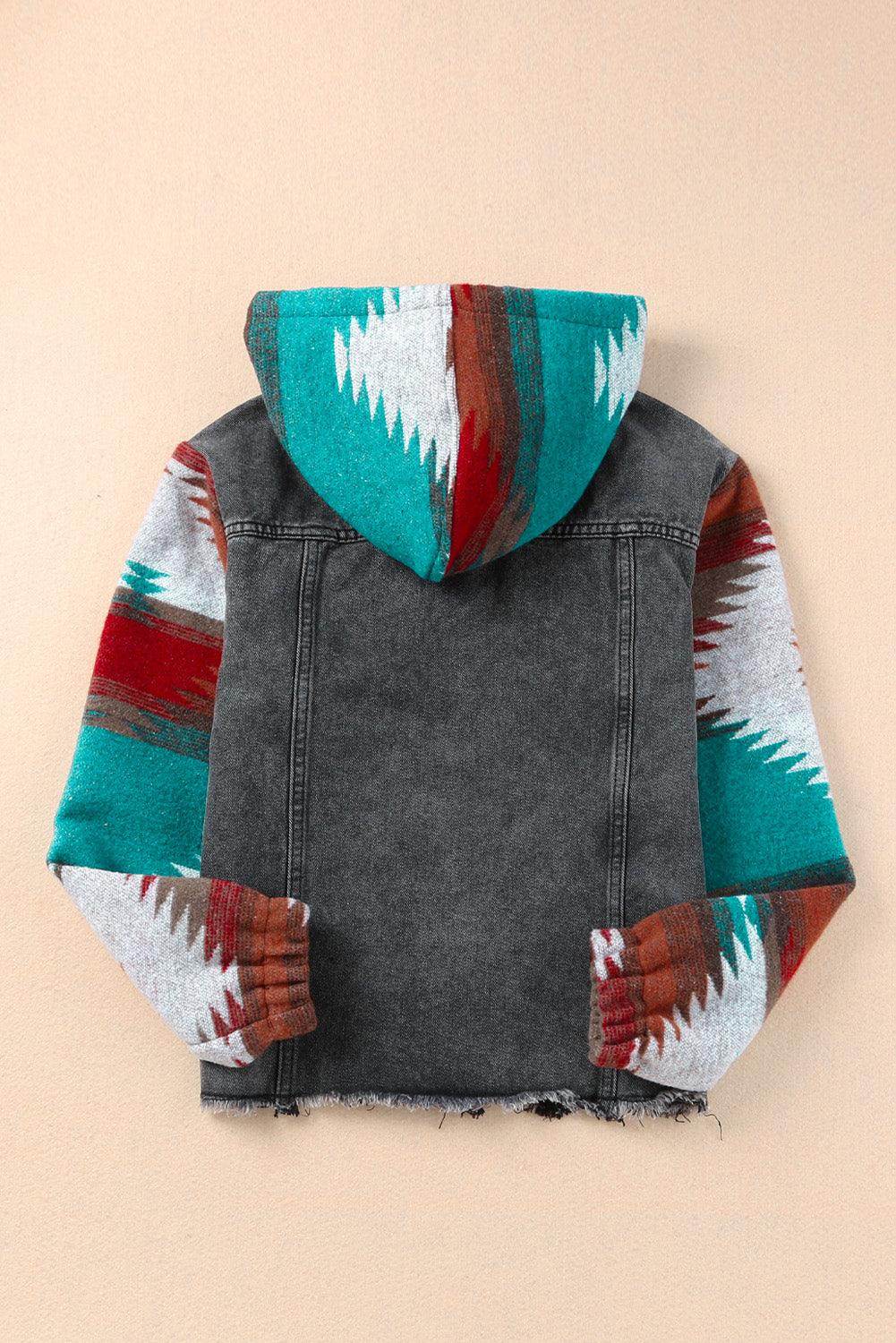 Drawstring Hooded Pocketed Denim Jacket for Women - Selvanelle