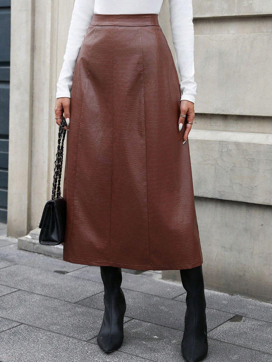 High Waist Midi Skirt for Women with Opaque Style