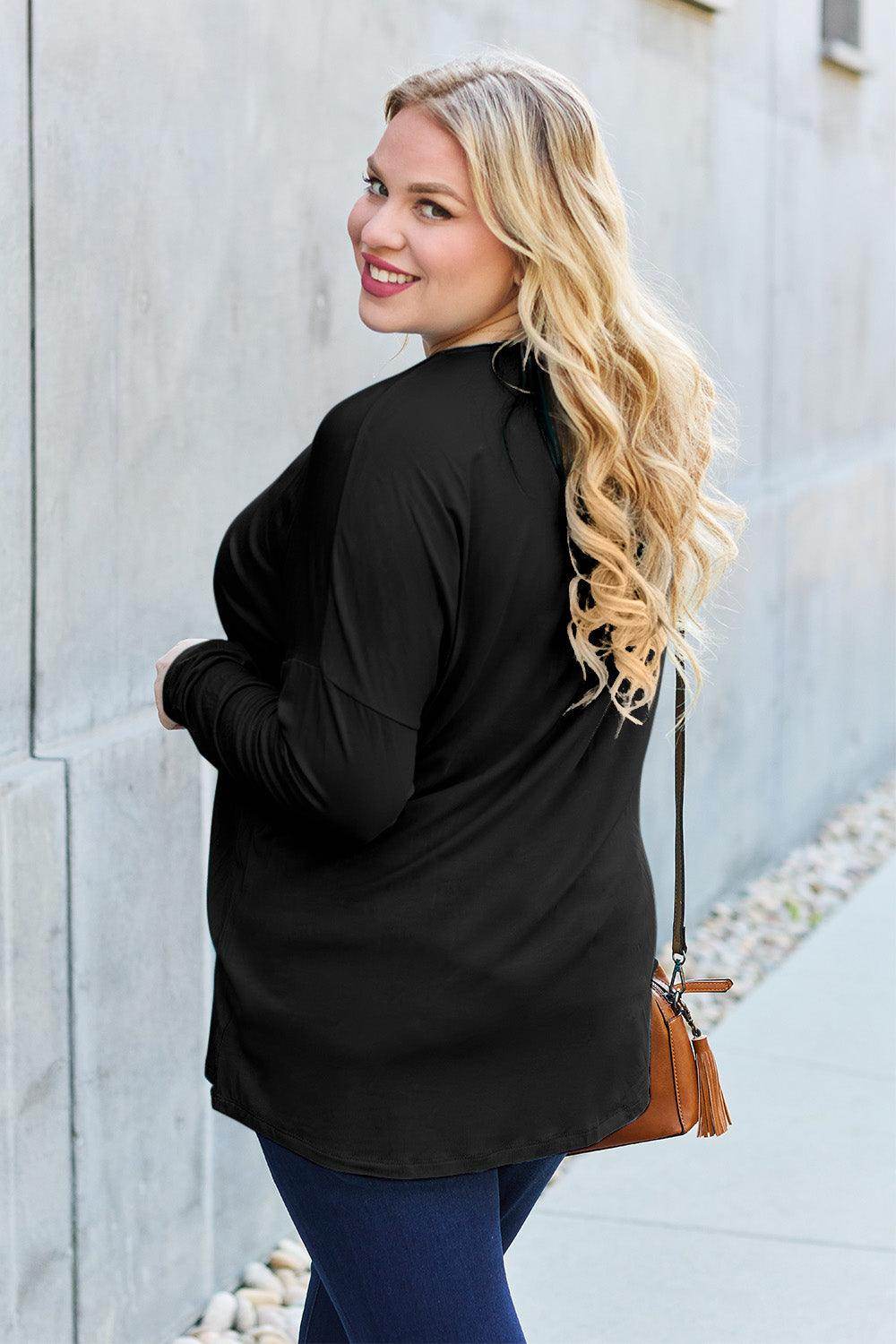 Basic Bae Full Size Round Neck Dropped Shoulder T-Shirt - Selvanelle