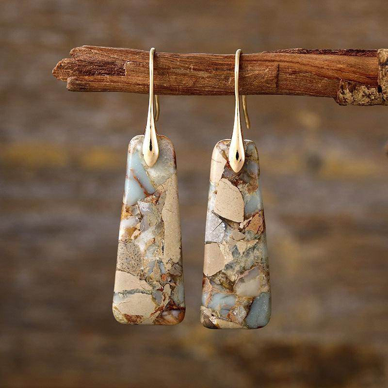 Copper Natural Stone Earrings with Platinum and Gold Plating - Selvanelle