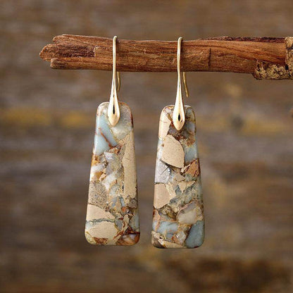 Copper Natural Stone Earrings with Platinum and Gold Plating - Selvanelle