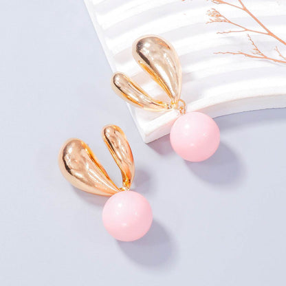 Alloy Drip Oil Bunny Earrings - Selvanelle