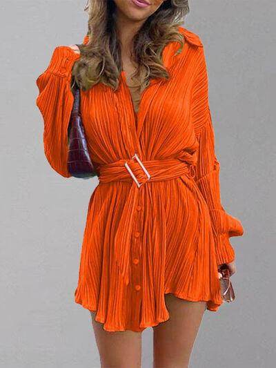 Button Up Dropped Shoulder Shirt Dress for Women Stylish - Selvanelle