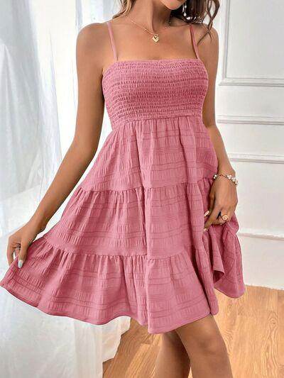 Tiered Smocked Square Neck Cami Dress for Casual Style - Selvanelle
