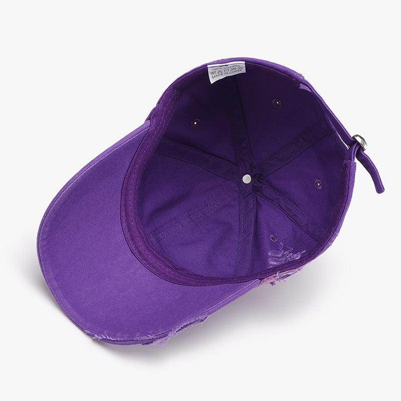 Distressed Adjustable Cotton Baseball Cap for Everyday Wear - Selvanelle