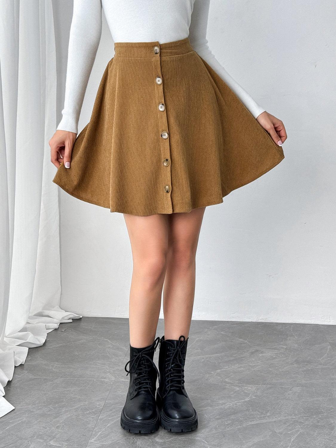 Buttoned Mini Skirt for Women in Sheer Opaque Design