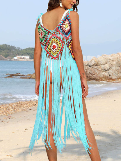 Fringe Spaghetti Strap Cover-Up - Selvanelle