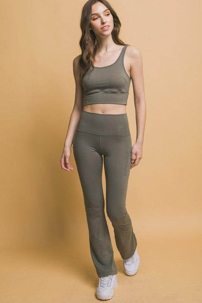 Love Tree High Waist Flare Active Leggings with Pockets - Selvanelle