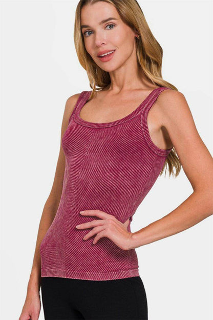Zenana Ribbed Scoop Neck Tank for Stylish Everyday Wear - Selvanelle