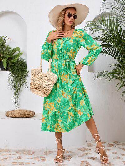 Stylish Printed Long Sleeve Midi Dress for All Occasions - Selvanelle