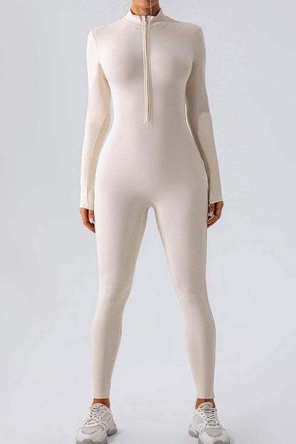 Half Zip Mock Neck Active Jumpsuit for Women Comfort Fit - Selvanelle