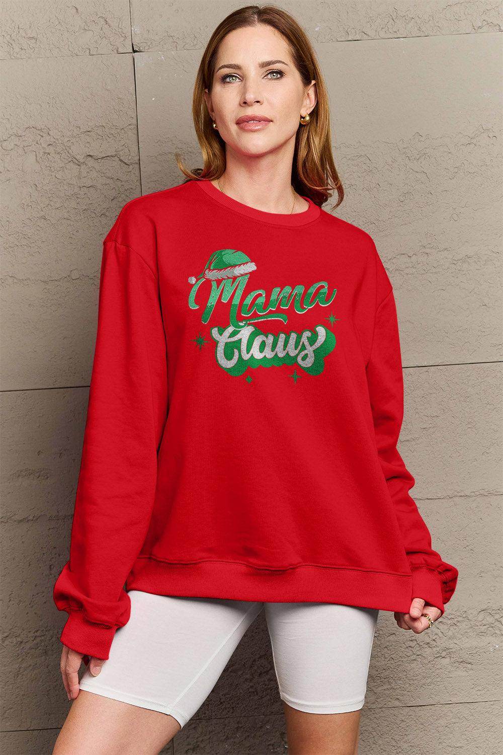 Simply Love Full Size MAMA CLAUS Round Neck Sweatshirt - Selvanelle