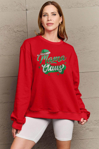 Simply Love Full Size MAMA CLAUS Round Neck Sweatshirt - Selvanelle