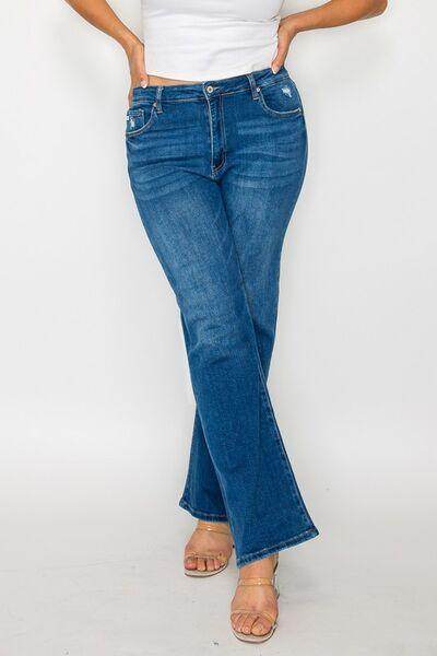 bytos Full Size Cat's Whiskers High Rise Straight Jeans - Selvanelle