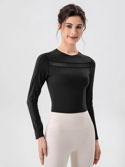 Round Neck Long Sleeve Active T-Shirt for Comfort and Style - Selvanelle