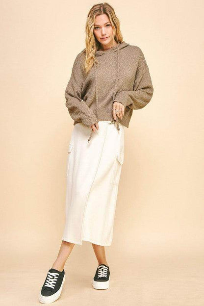 Davi & Dani Drop Shoulder Long Sleeve Hooded Sweater Cozy - Selvanelle