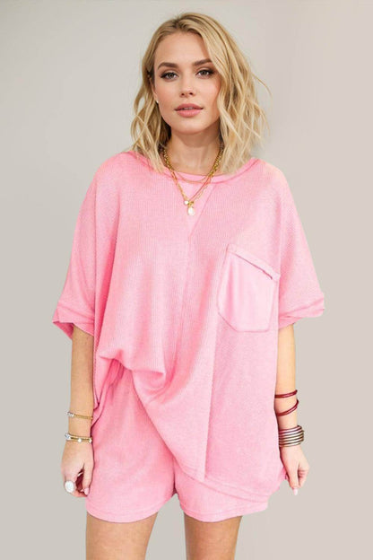 Oh Full Size Round Neck Half Sleeve Top and Shorts Set - Selvanelle