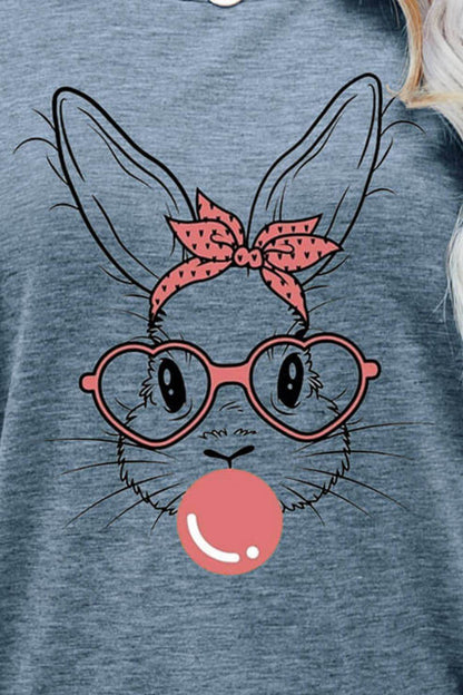 Easter Bunny Graphic Round Neck T-Shirt - Selvanelle