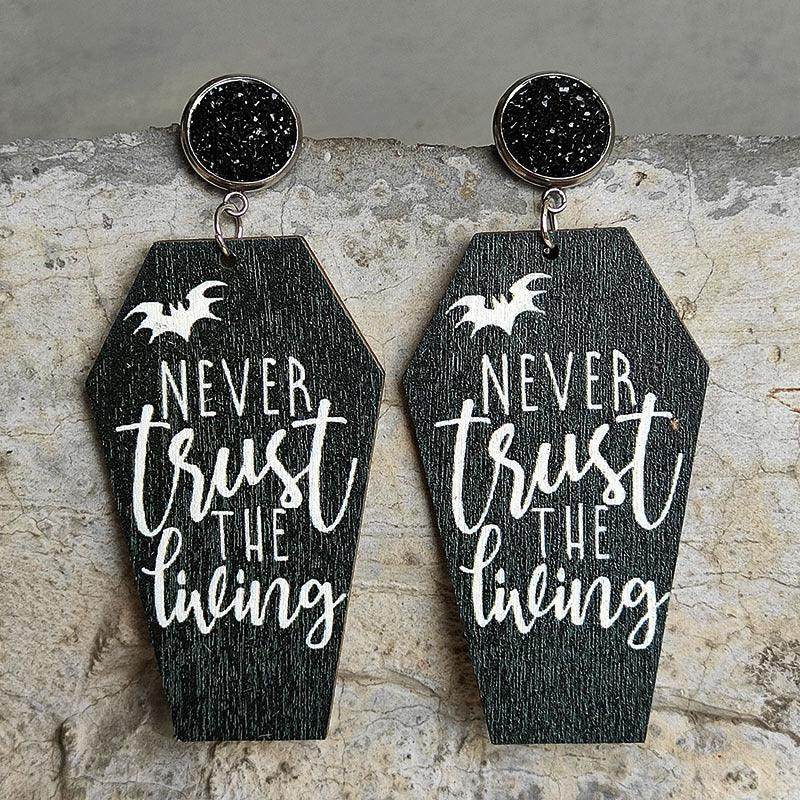 Coffin Shape Wooden Dangle Earrings for Unique Style - Selvanelle