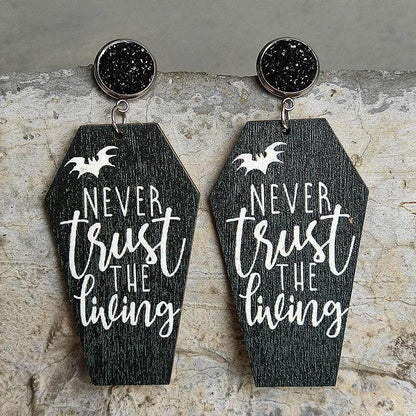 Coffin Shape Wooden Dangle Earrings for Unique Style - Selvanelle