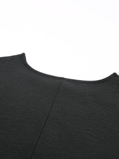 Round Neck Three-Quarter Sleeve Blouse for Women Fashion - Selvanelle