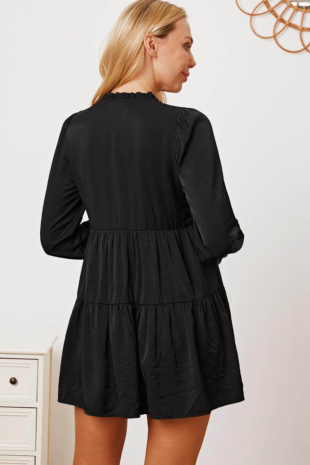 Ruffled Button Up Long Sleeve Tiered Shirt for Women - Selvanelle