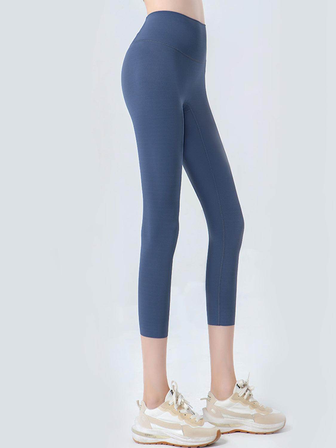 Wide Waistband Cropped Sports Leggings for Active Comfort - Selvanelle