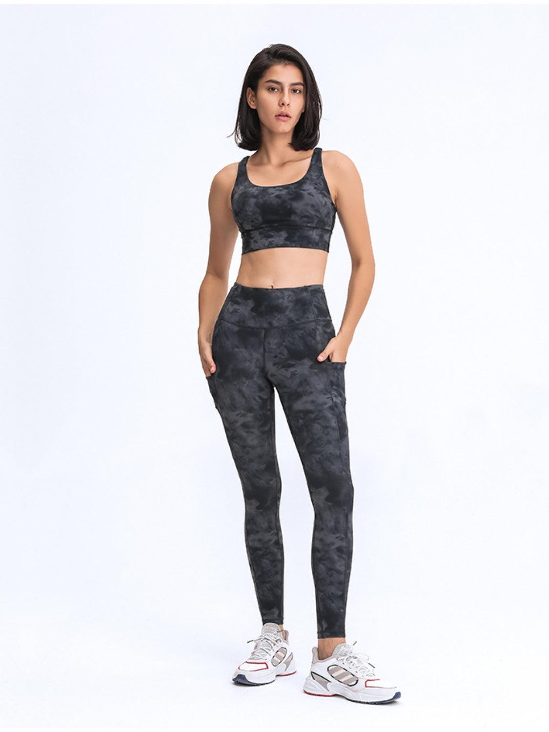 Millennia Wide Waistband Leggings with Pockets for Women