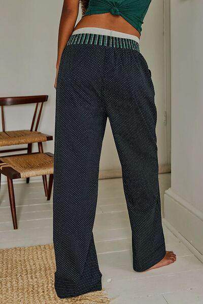 Polka Dot Elastic Waist Wide Leg Pants for Stylish Comfort - Selvanelle