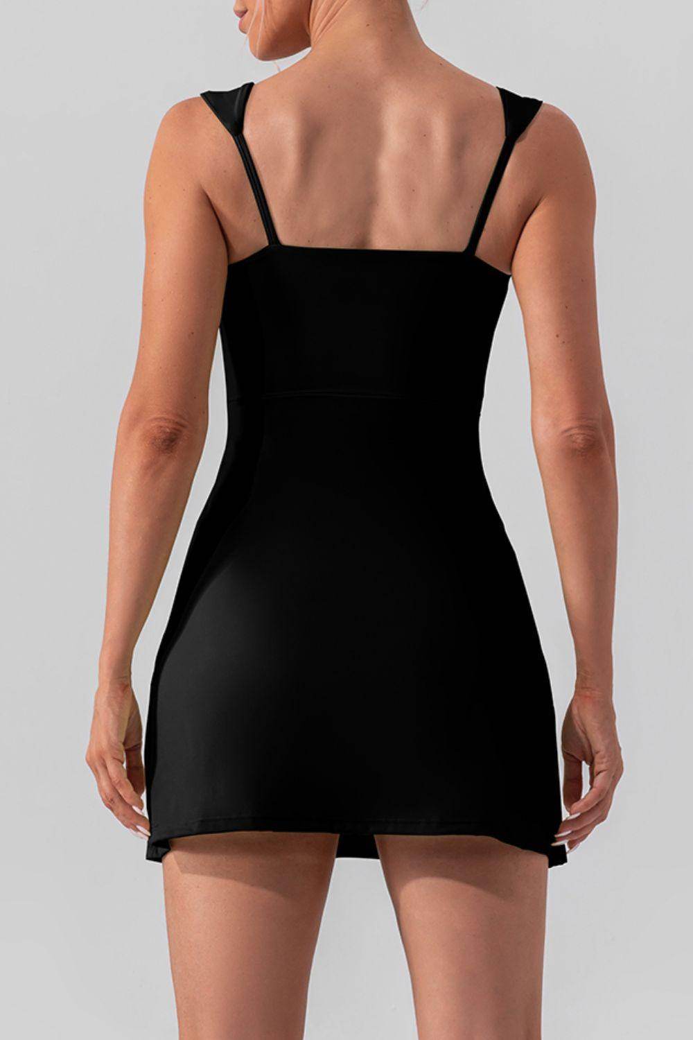 Square Neck Sleeveless Slit Mini Active Dress for Women - Selvanelle