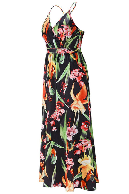 Crisscross Printed Surplice Cami Dress - Selvanelle