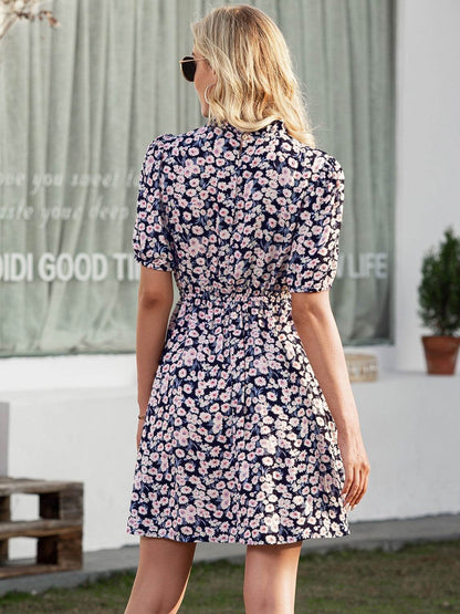 Ivy Lane Floral Mock Neck Mini Dress - Selvanelle