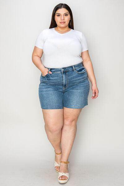 Judy Blue Full Size High Waist Slim Denim Shorts for Women - Selvanelle