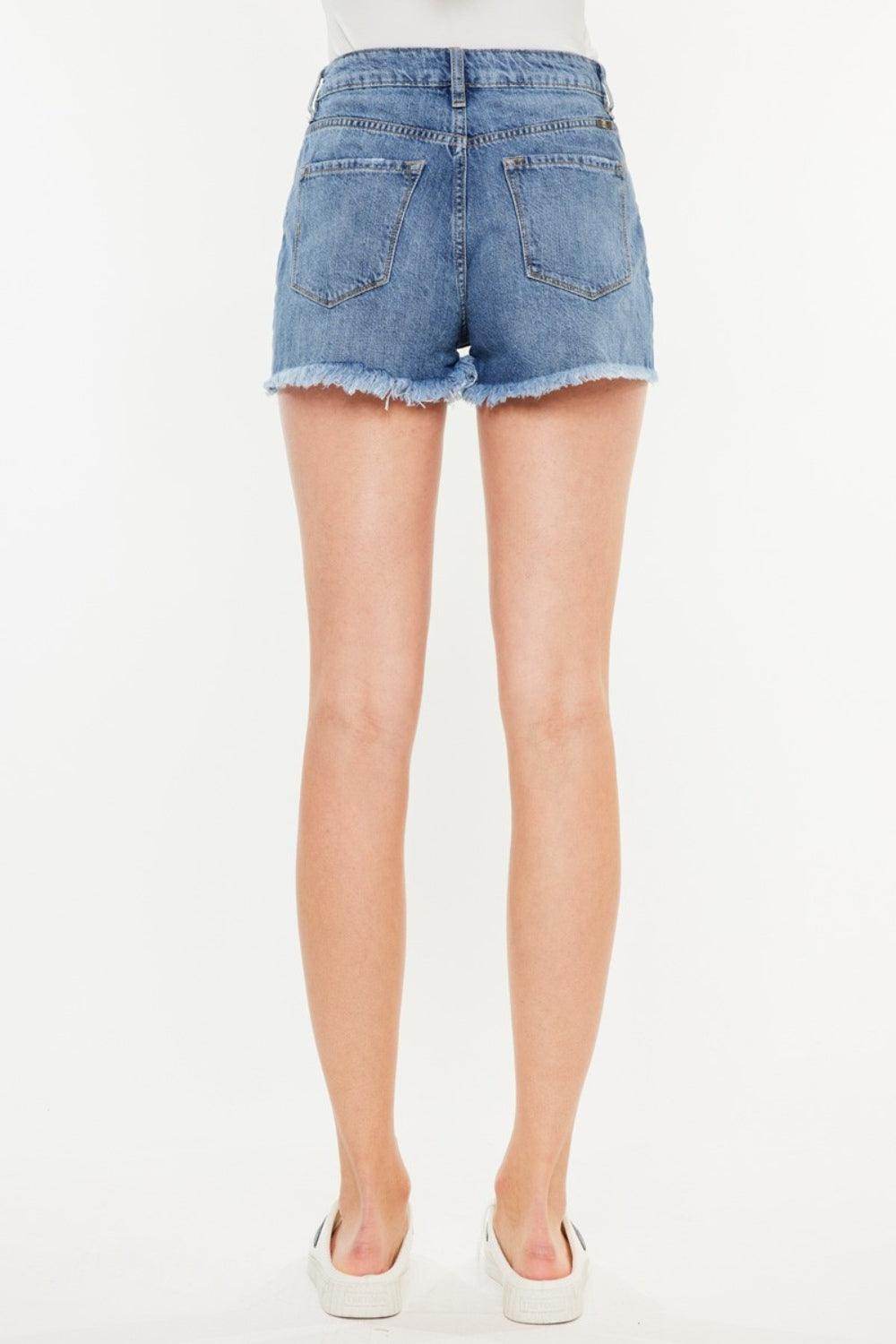 Kancan Distressed Raw Hem High Waist Denim Shorts for Women - Selvanelle