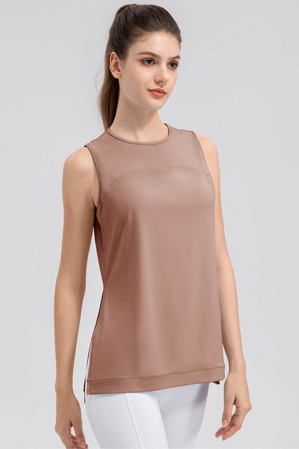 Slit Round Neck Tank - Selvanelle
