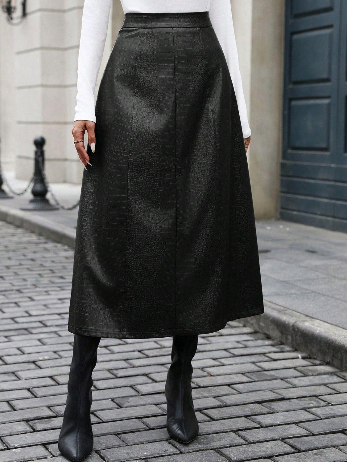 High Waist Midi Skirt for Women with Opaque Style