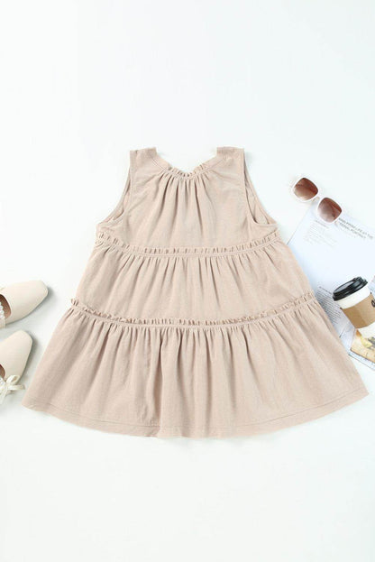 Tiered Frill Tie Neck Tank for Women's Stylish Summer Wear - Selvanelle