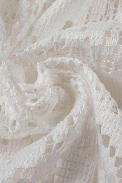 Lace Crochet Hollowed Scallop Hem V Neck Blouse for Women - Selvanelle