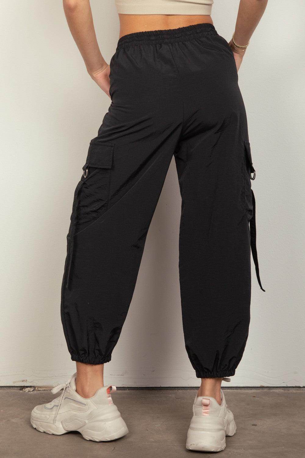 Very J Elastic Waist Woven Cargo Pants for Trendy Style - Selvanelle