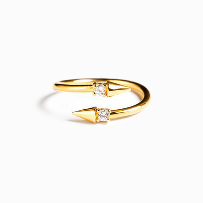 925 Sterling Silver Inlaid Zircon Bypass Ring for Women - Selvanelle