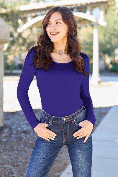 Basic Bae Full Size Round Neck Long Sleeve Bodysuit for All - Selvanelle